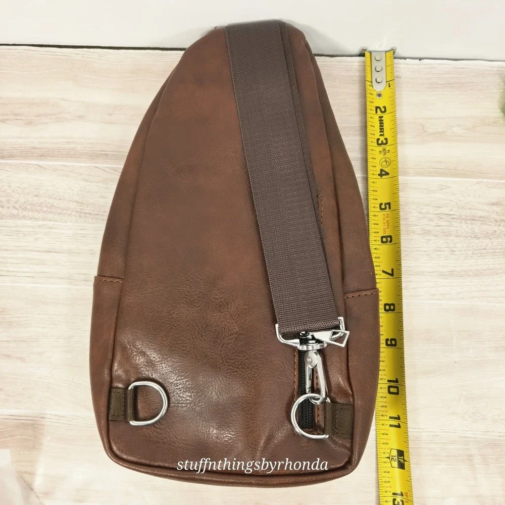 WEIXIER Brown Size Unisex / Men's Faux Leather Messenger Bag Adjustable Straps